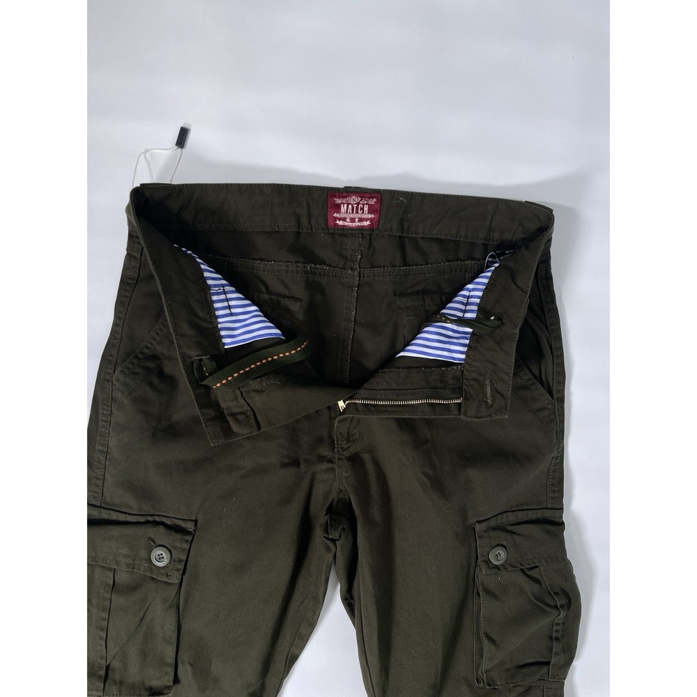 MATCHSTICK Match Men's Cargo Pants Dark Olive Army Green 30x31 8 Pockets - Picture 11 of 15